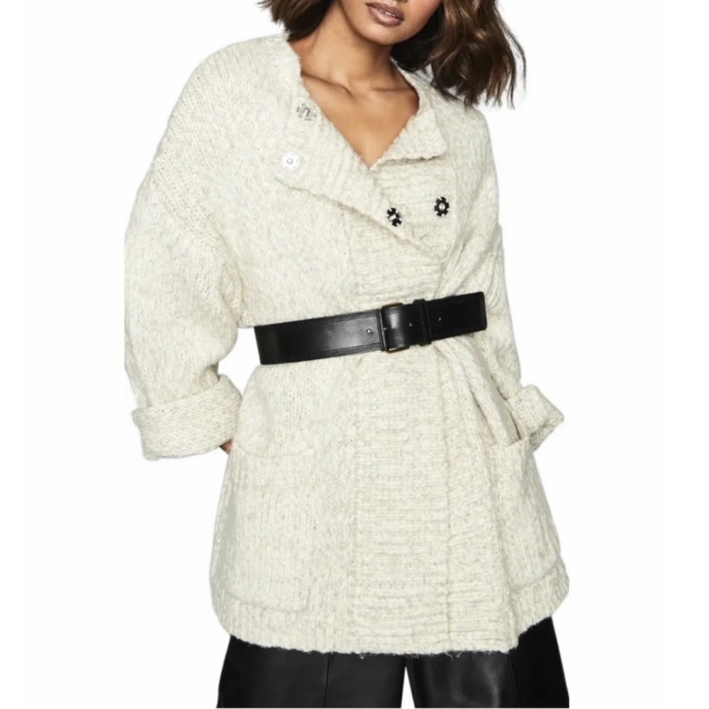 Reiss Grey Orla Textured Oversized Coatigan